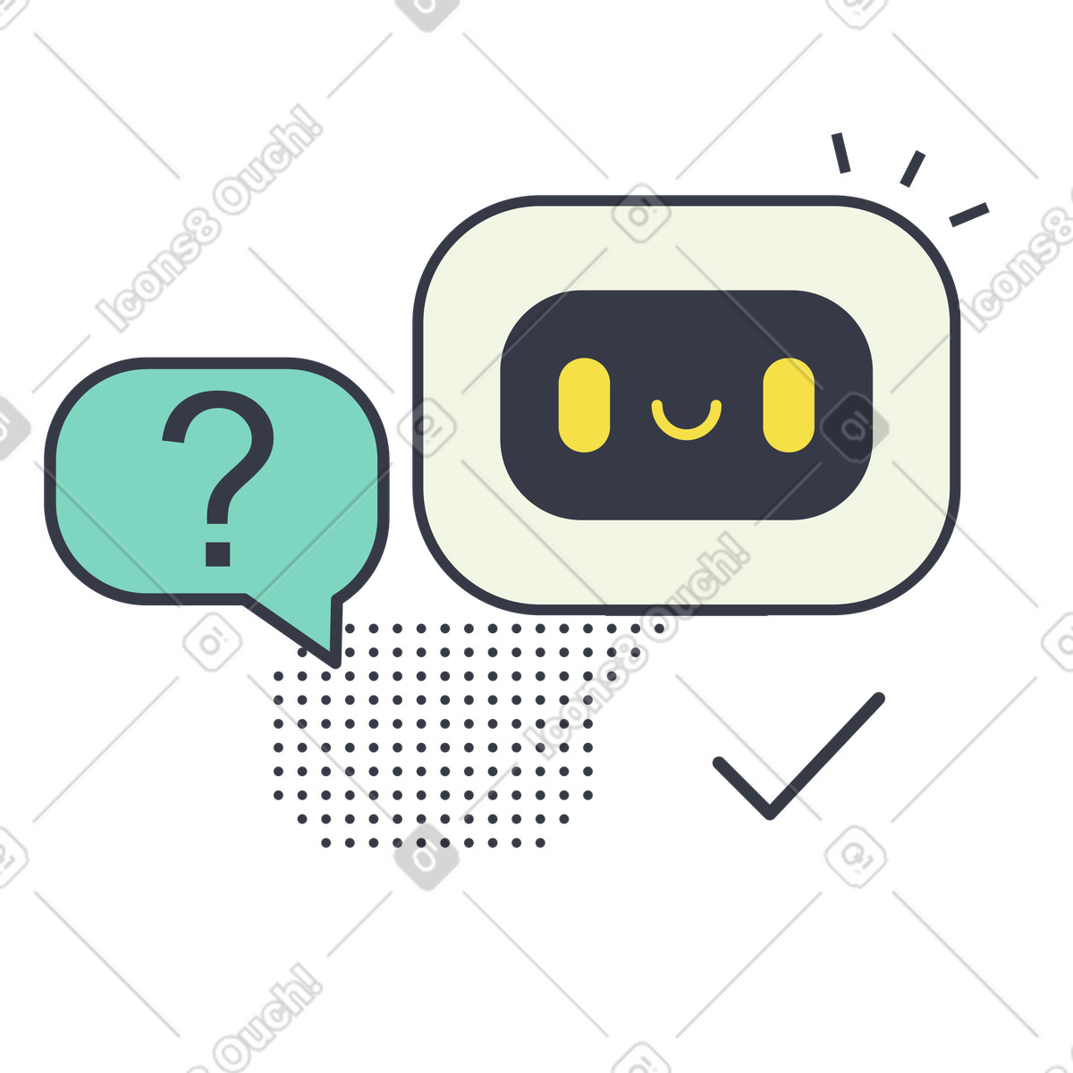 Abstract スタイルの 質問に答えるaiチャットボット のイラストをPNG、SVG形式でダウンロード