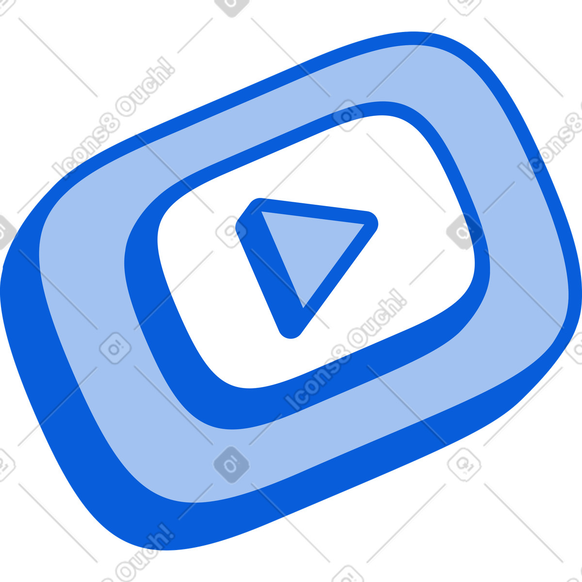 Button with youtube icon illustration in Handy Line style download in PNG, SVG