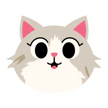 A cute cat's face with large, wide eyes filled with surprise. The cat has perked ears that are pointed upwards, enhancing the expression. Its mouth is slightly open, emphasizing the exaggerated surprised look. The fur is fluffy and has a mix of gray and white patches, creating a charming contrast. A small pink nose sits above the mouth, adding to the cuteness of the expression.