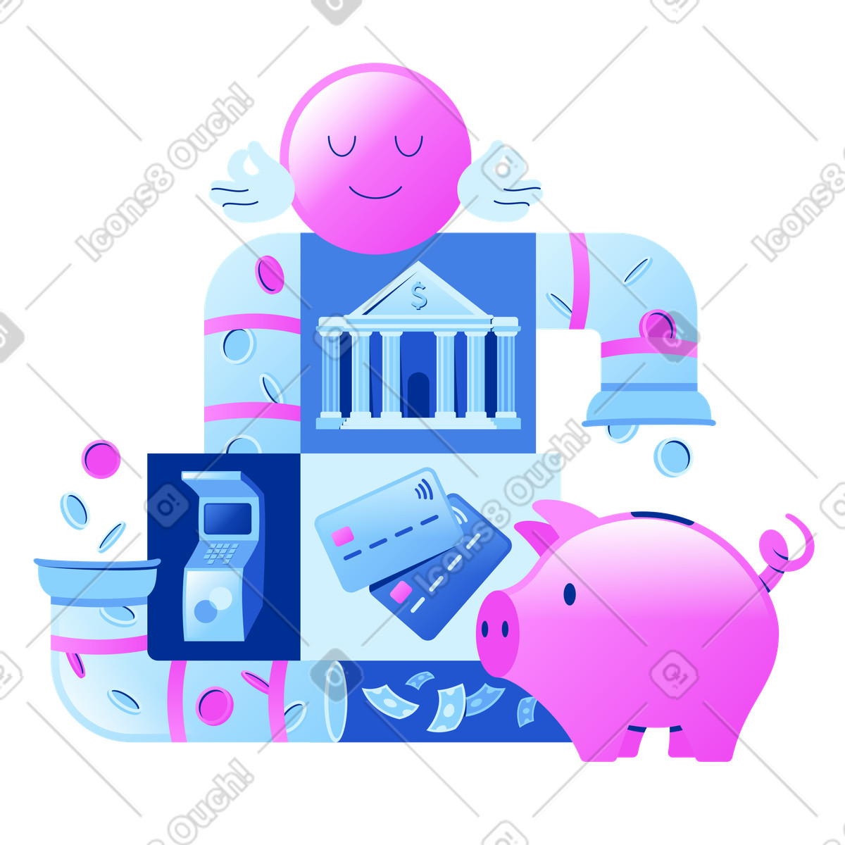 下载 Glossy 风格的 金融交易和储蓄 插画，支持 PNG、SVG 格式