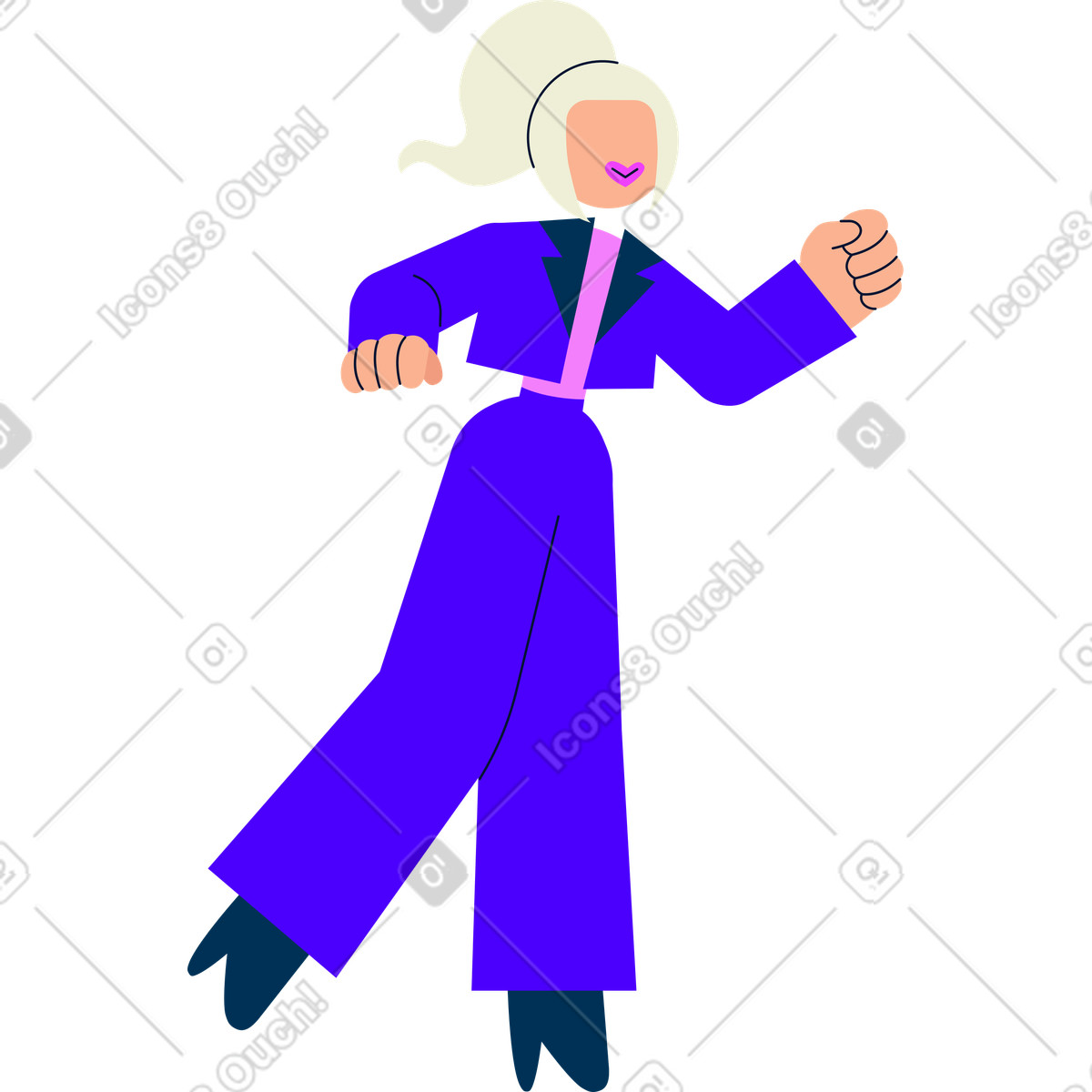 Woman bends down for something illustration in Cubes style download in PNG, SVG