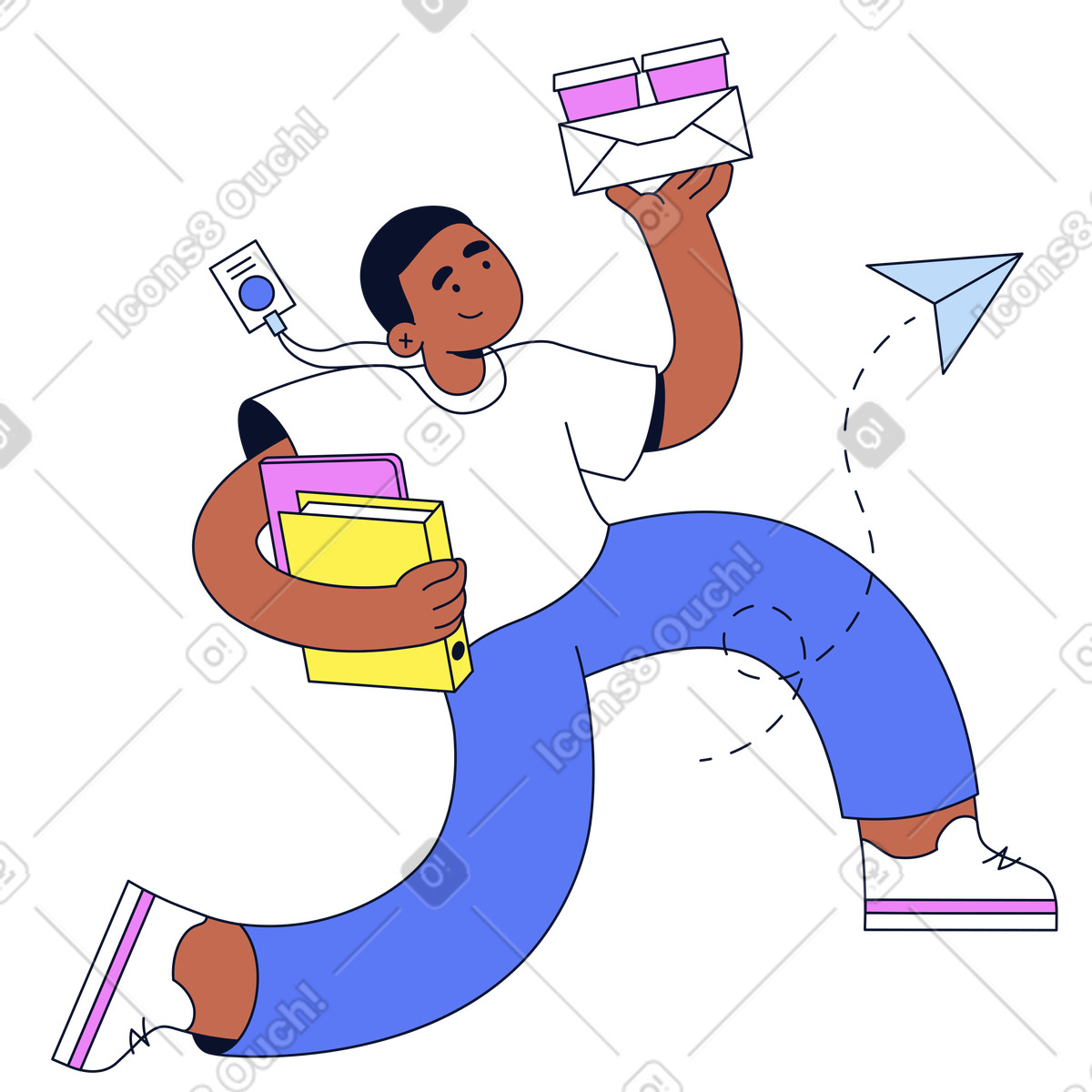 Colleague delivering drinks and supplies, Teamwork office assistance illustration in Flexy style download in PNG, SVG