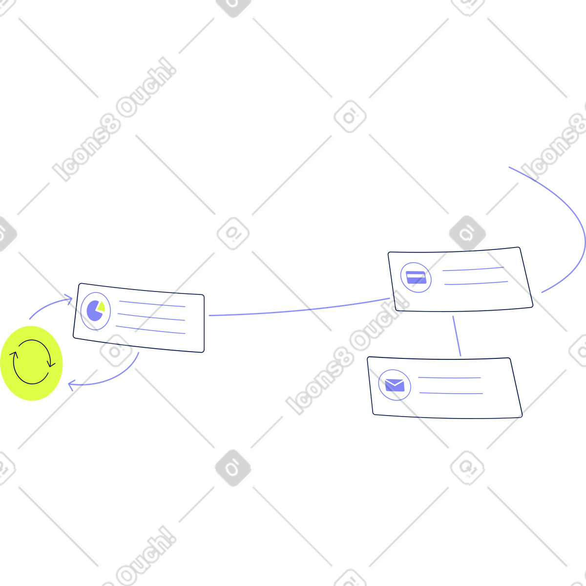 Flying social media panels illustration in Glow style download in PNG, SVG
