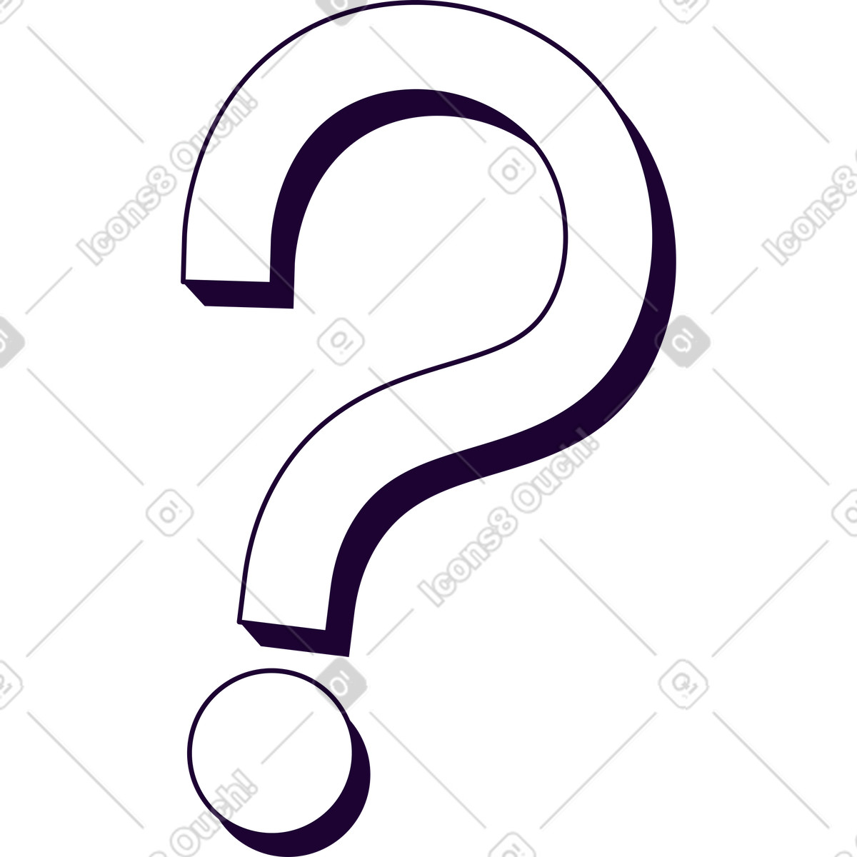 Big white question animated illustration in Martina style download in GIF, Lottie (JSON), AE