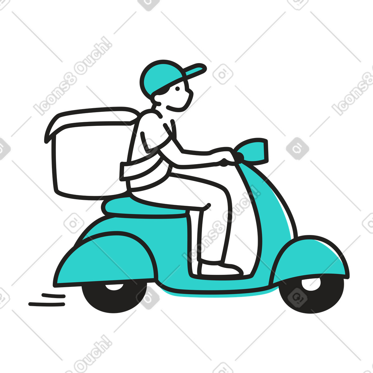 Ilustración Repartidor en scooter estilo Little a descargar PNG y SVG