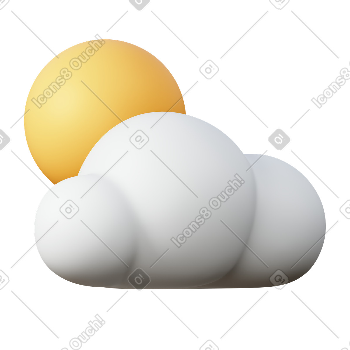 Partly cloudy day-Illustration im 3D Sugary-Stil als Download in PNG, SVG