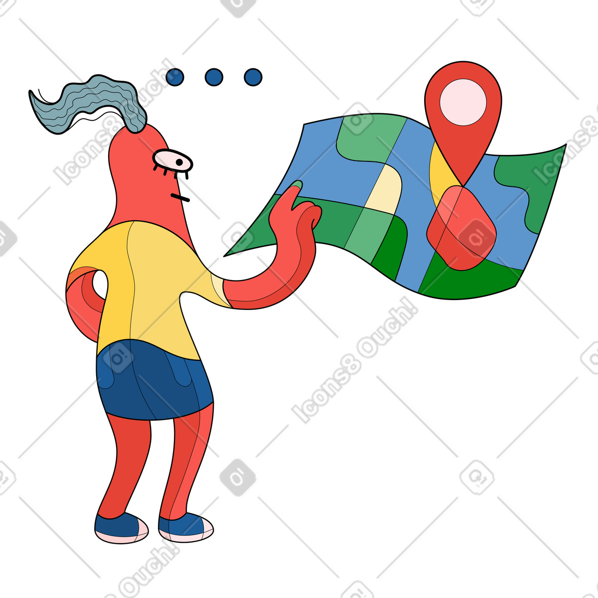 Ilustración Orientación del mapa en estilo Surr a descargar en PNG y SVG