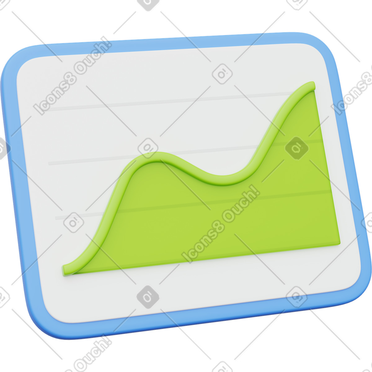 Success chart, green growth graph, financial performance icon illustrazione in stile 3D Playful scarica in PNG, SVG