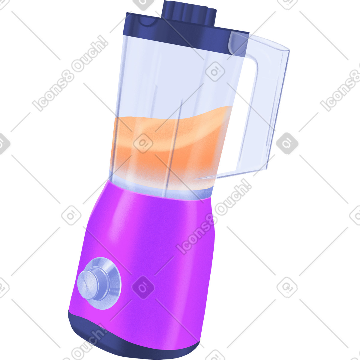 Purple blender with orange smoothie inside-Illustration im Smart-Stil als Download in PNG, SVG