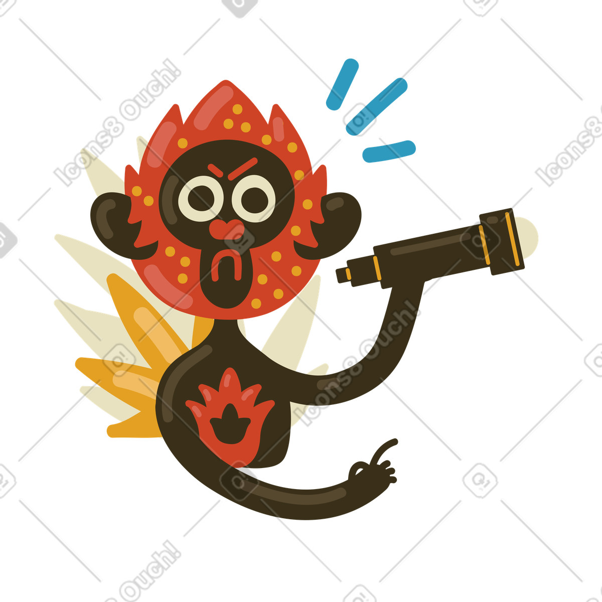 Alla ricerca di qualcosa con il cannocchiale illustrazione in stile Arabica scarica in PNG, SVG