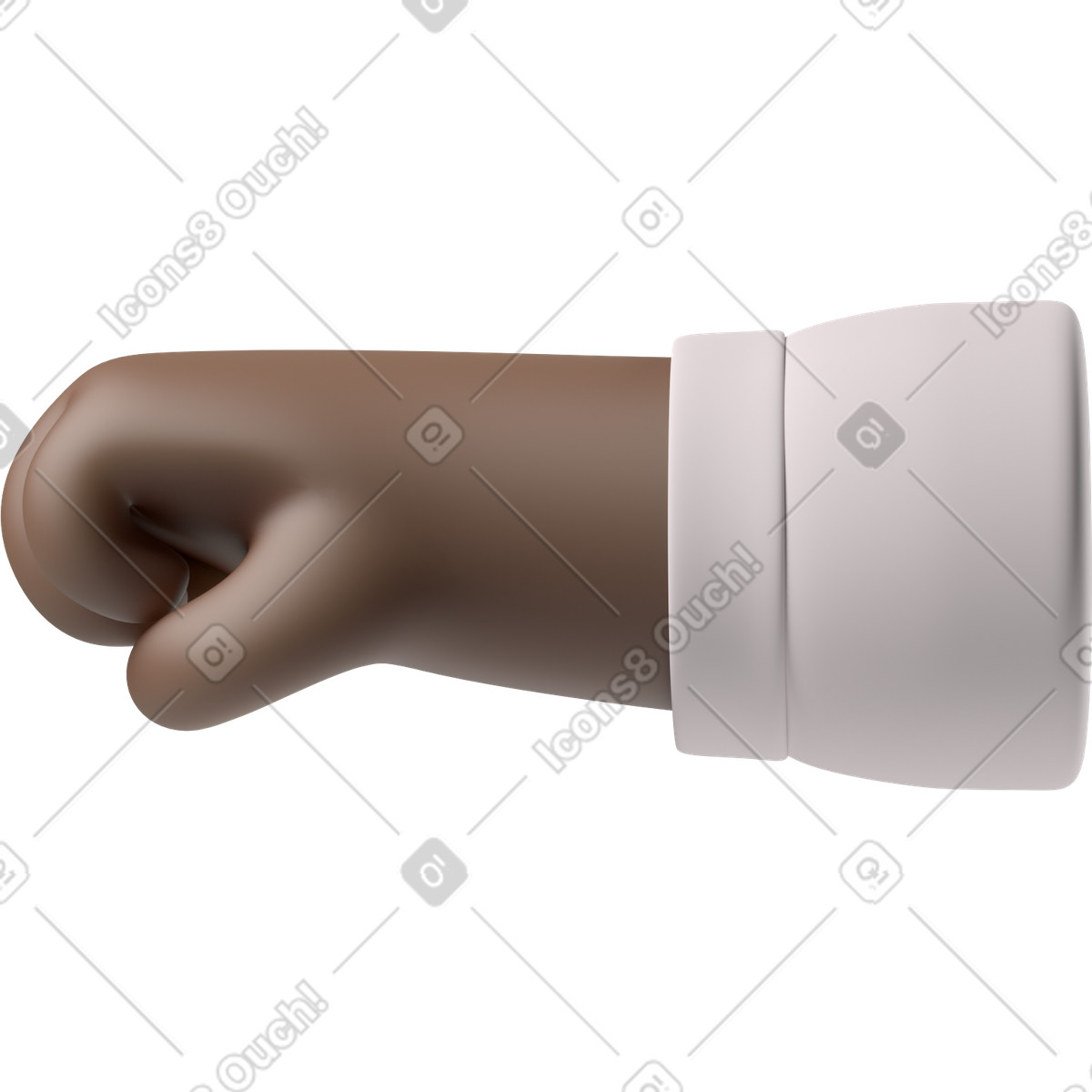Ilustración Puño de una mano piel negra mirando hacia la izquierda en estilo 3D Hands Fun&Wild a descargar en PNG y SVG