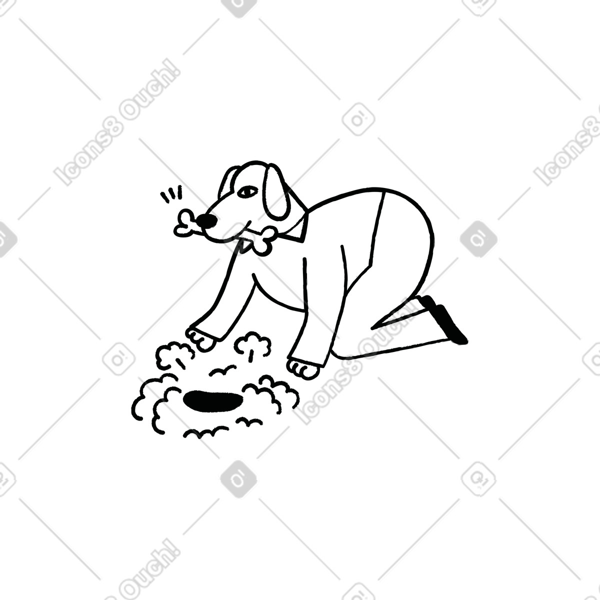 Hund versteckt knochen im loch boden-Illustration Cole-Stil als Download in PNG, SVG