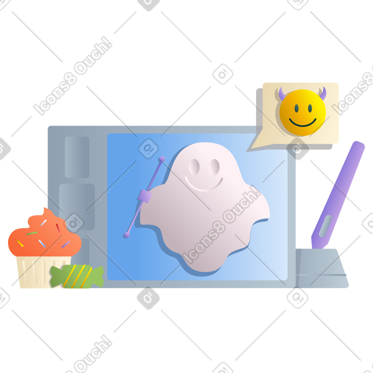 Digitales bild eines halloweengeistes-Illustration im Silky-Stil als Download in PNG, SVG