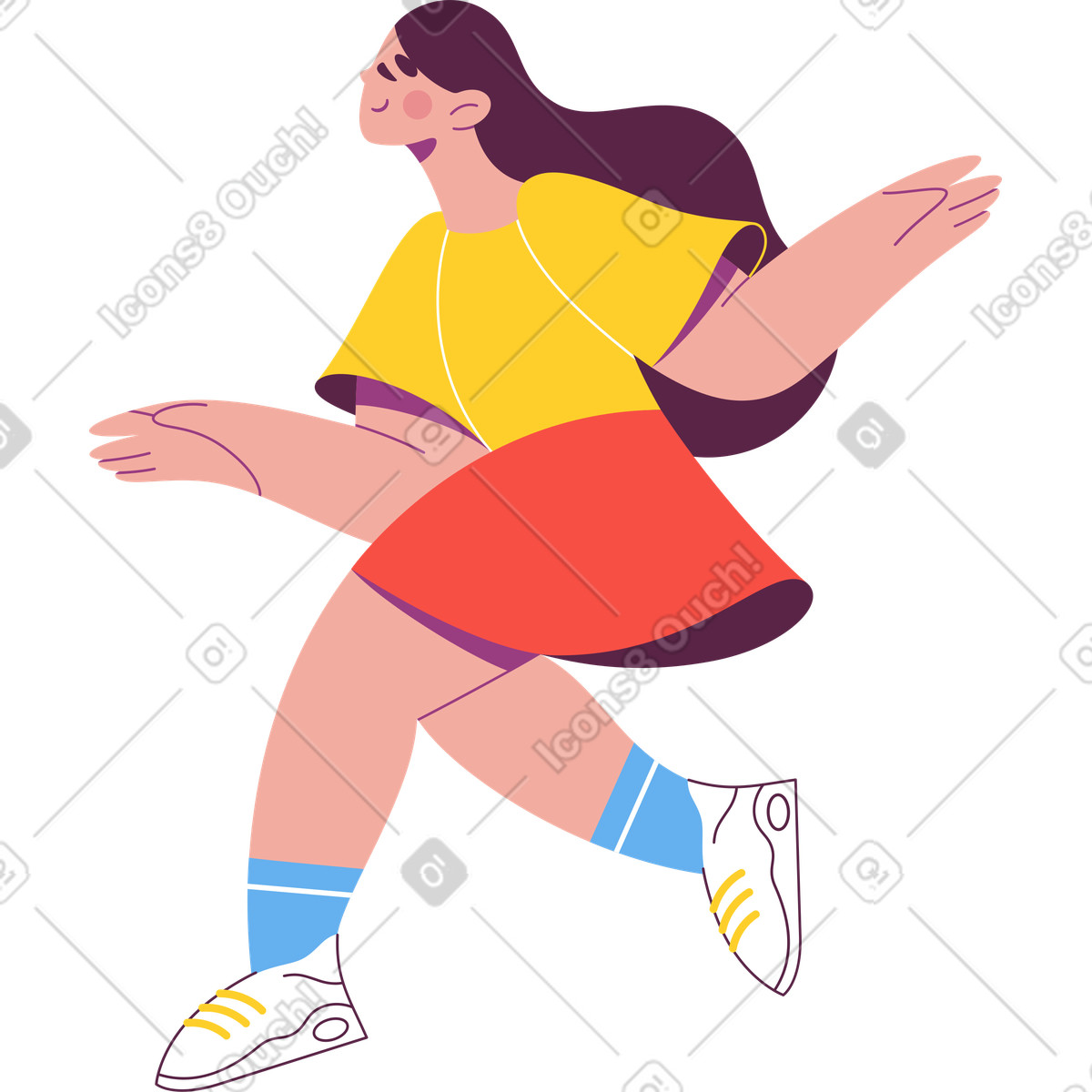 Ilustração de Dançando mulher alegre em no estilo Sammy para baixar em PNG, SVG