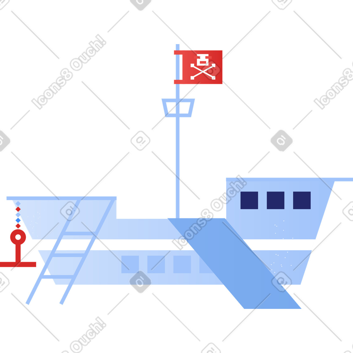 Clip スタイルの Pirate ship のイラストをPNG、SVG形式でダウンロード