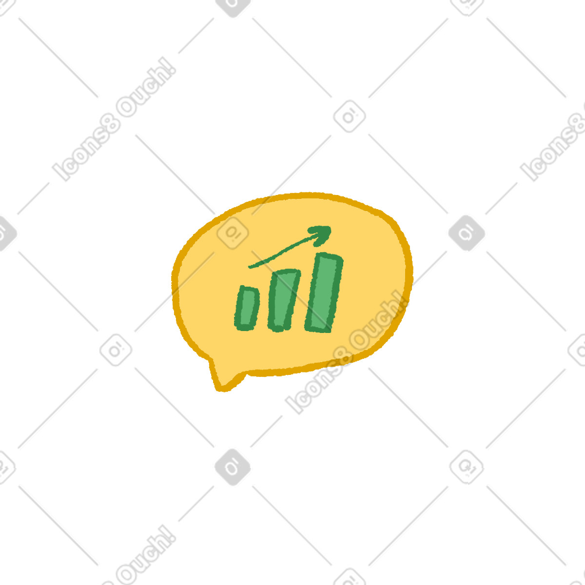 Illustration Speech bubble with growing graph dans le style Hue à télécharger aux formats PNG, SVG
