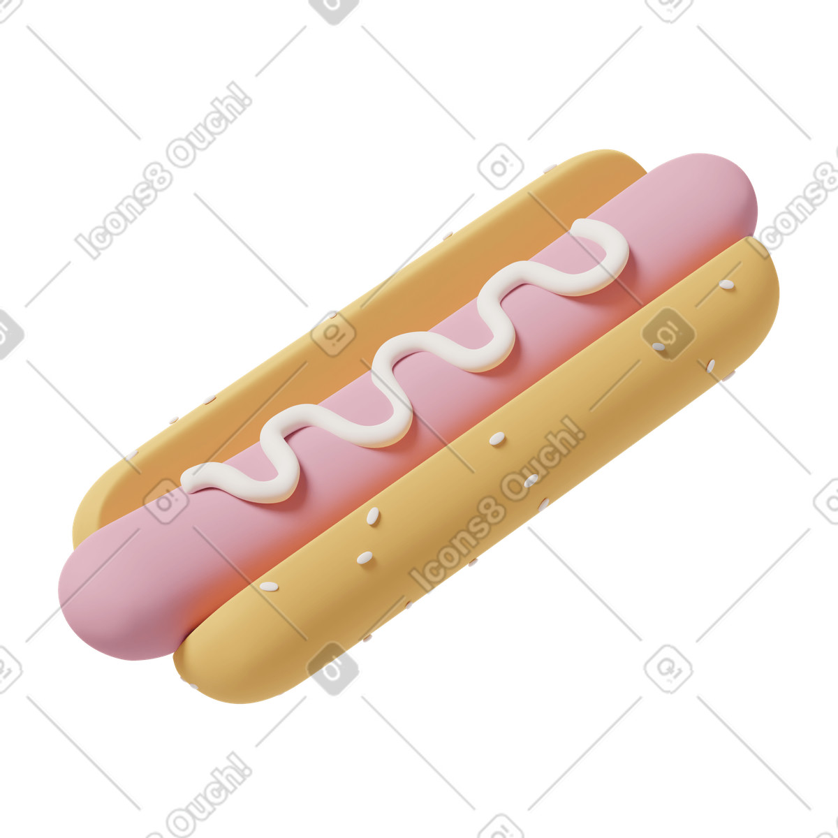 Hot dog illustrazione in stile 3D Casual life scarica in PNG, SVG