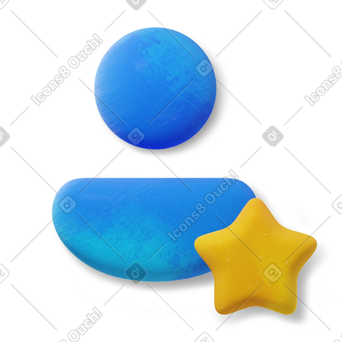 User avatar with star badge, profile achievement and rating illustration in 3D Microsoft Fluent style download in PNG, SVG
