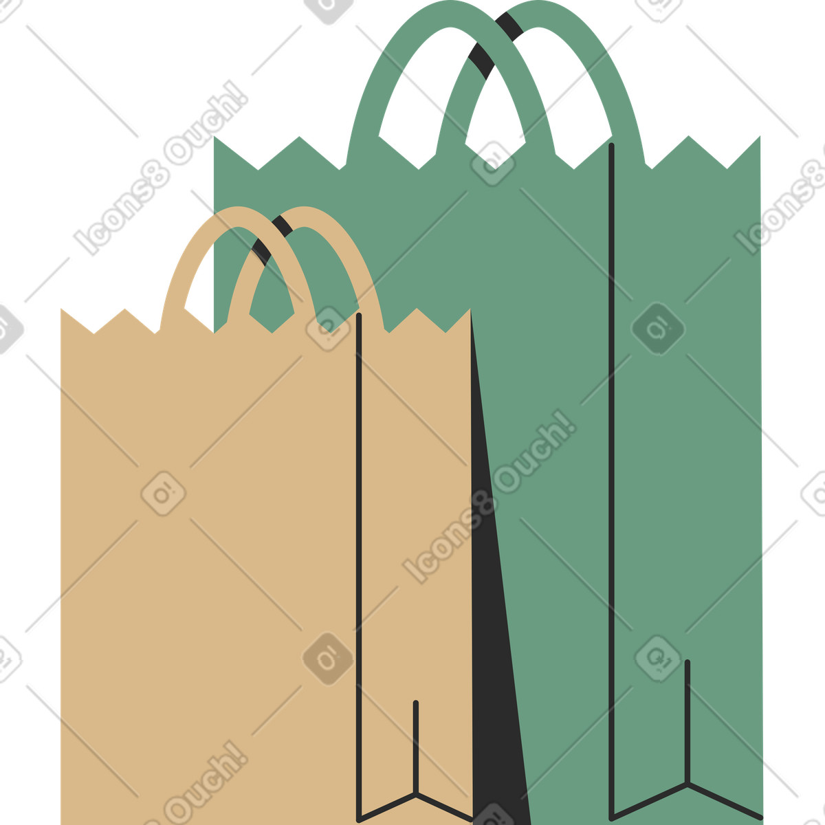 Ilustração de Two paper bag em no estilo Marginalia para baixar em PNG, SVG
