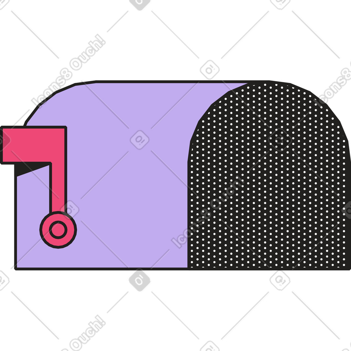 Briefkasten mit fahne-Illustration im Dazzle-Stil als Download in PNG, SVG