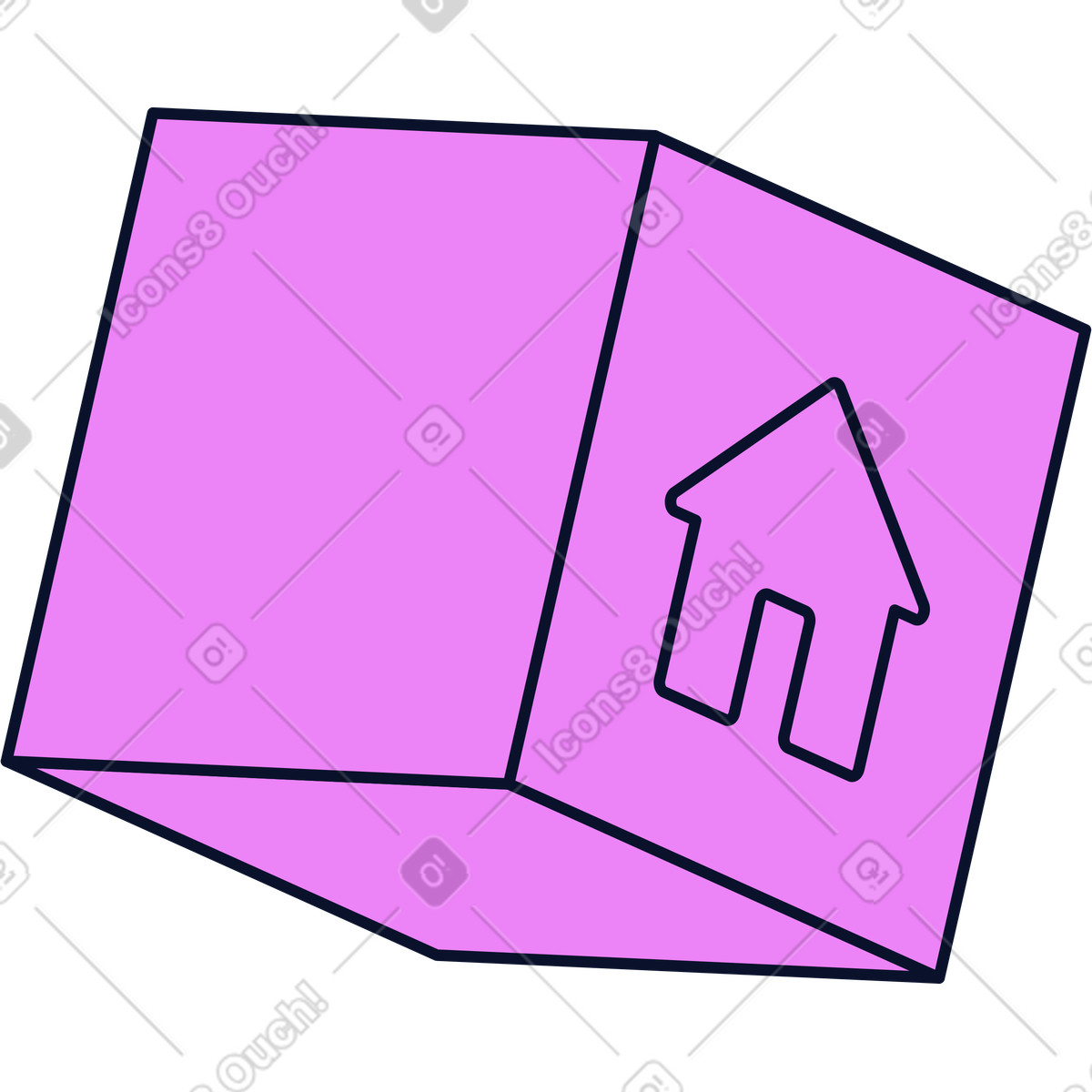 Cubo con icona home illustrazione in stile Flexy scarica in PNG, SVG