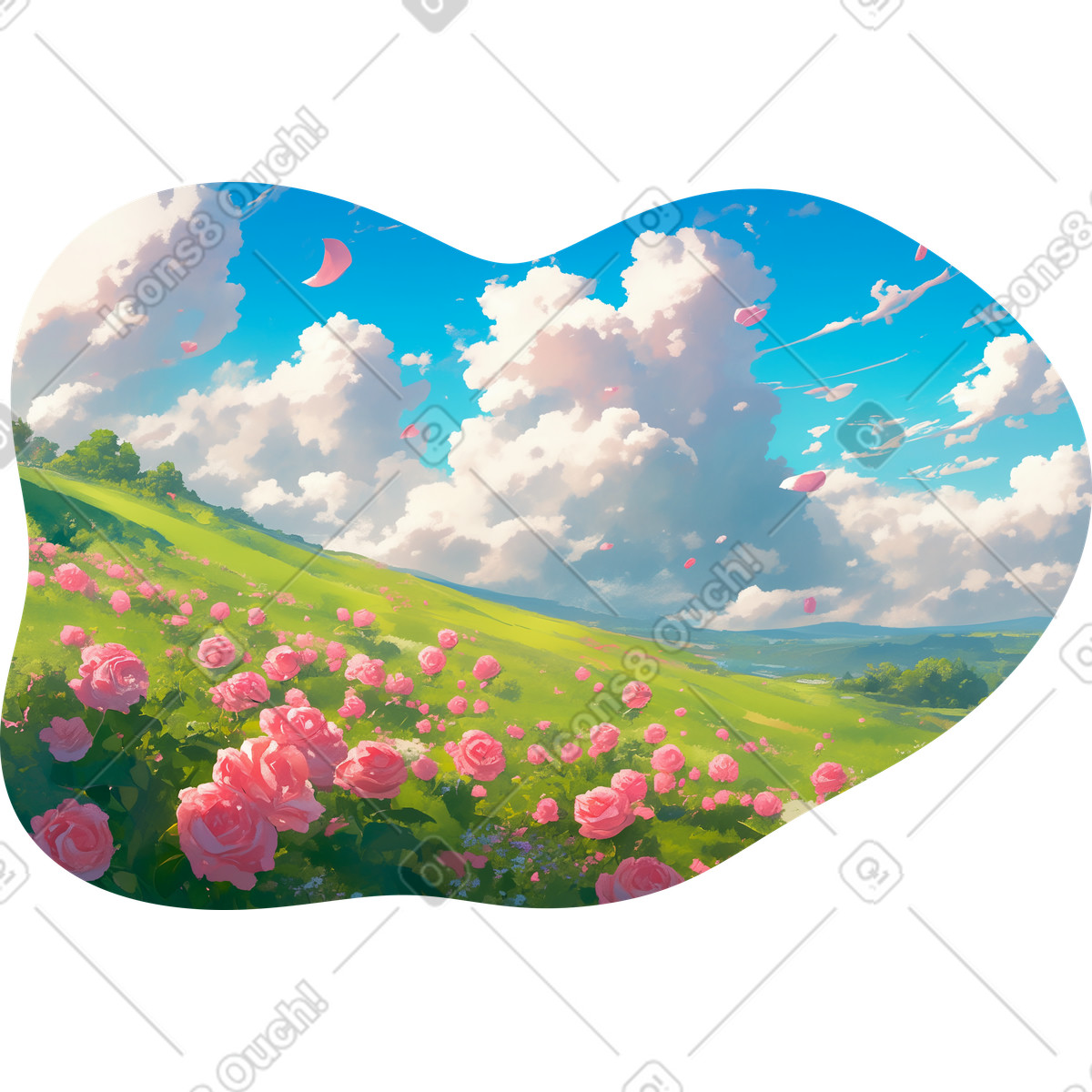 Rose field background illustration in PNG, SVG