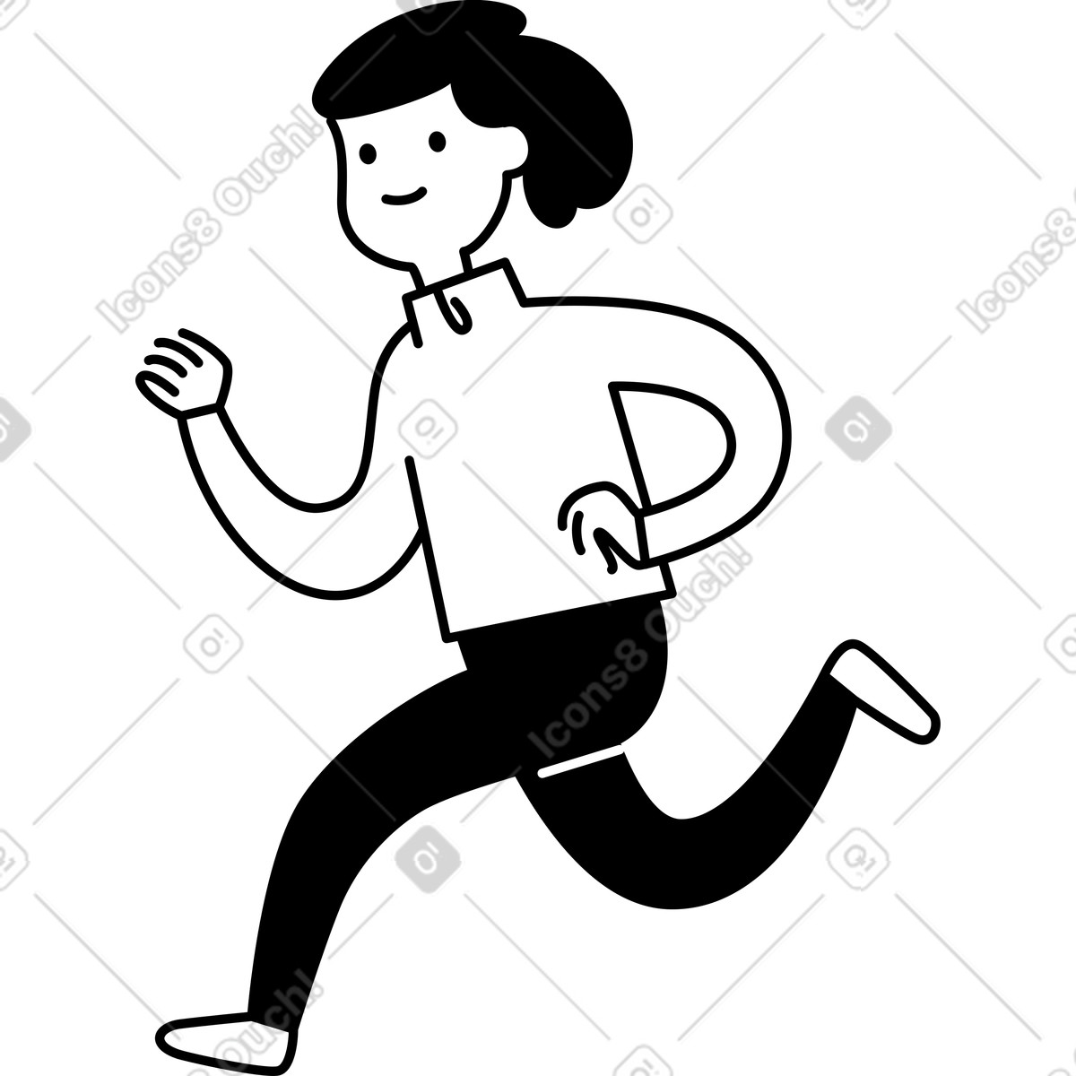 Ilustración Runner exercising outdoors with hoodie and sneakers in motion pose en estilo Notion Line Art a descargar en PNG y SVG