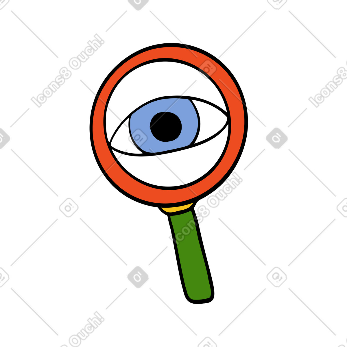 Lupe mit allem sehenden auge-Illustration im Comic-Stil als Download in PNG, SVG