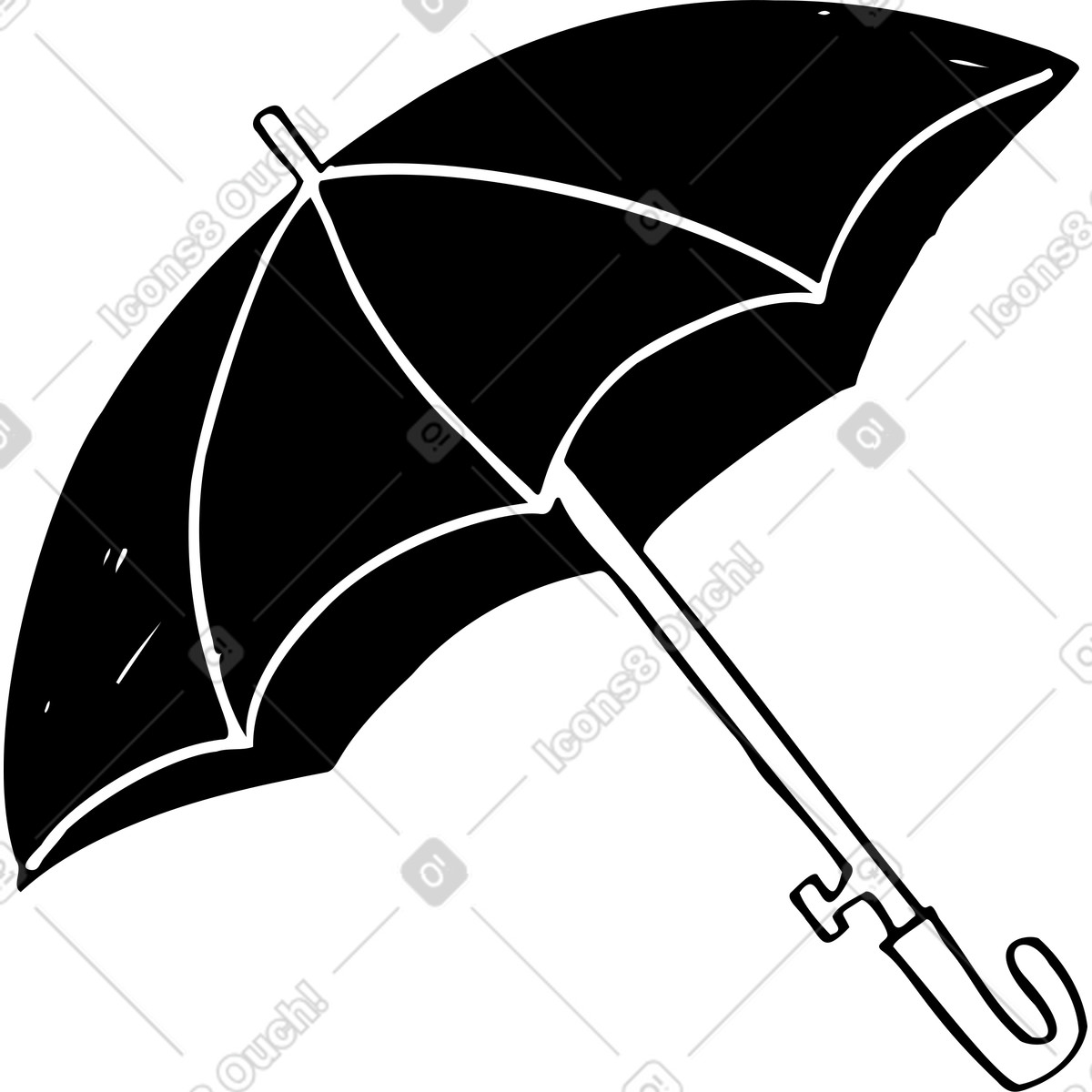 下载 Marks 风格的 打开黑色雨伞 插画，支持 PNG、SVG 格式