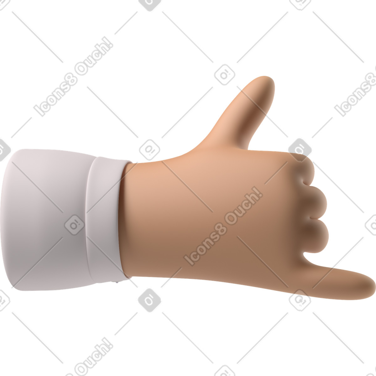 Gebräunte hauthand, die mich anruft-Illustration im 3D Hands Fun&Wild-Stil als Download in PNG, SVG