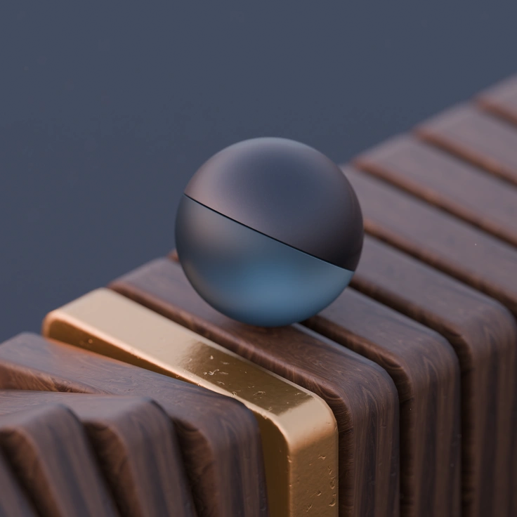 Abstract shapes with spheres in a minimalist design - 3D Luxe style illustration
