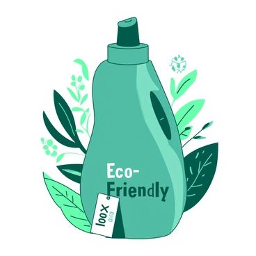 A duotone illustration features a unique packaging design for a douche product, showcasing an environmentally friendly concept. The packaging is predominantly shaped like a sleek, modern bottle, having a smooth surface with ergonomic curves. The material appears to be a translucent teal, allowing hints of the product inside to be seen. 

The bottle is adorned with a minimalist label in contrasting white, displaying the words "Eco-Friendly" in a clean, simple font. Surrounding the bottle are depictions of leaves and recycling symbols in an organic arrangement, emphasizing the recyclable nature of the packaging. Near the base of the bottle, there is a small, white tag hanging, which reads "100% Recyclable" in elegant lettering. 

The background consists of soft patterns of green foliage, enhancing the natural theme of the design. This packaging design not only showcases aesthetics but also promotes sustainability in its materials and messaging.
