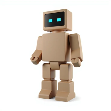 A robot made entirely out of various sized 3D boxes
