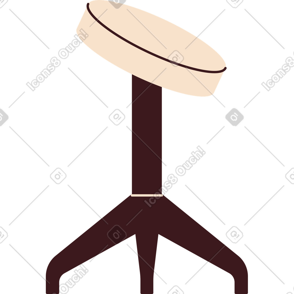 Round stool with reclining seat illustration in Folks style download in PNG, SVG