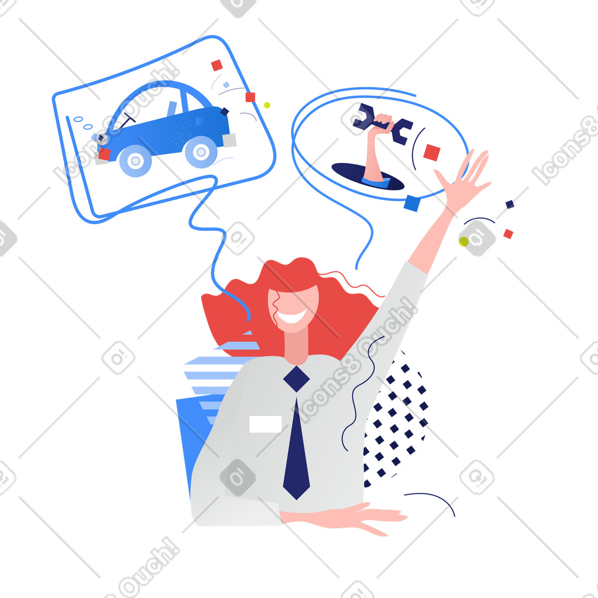 Car service support illustration in PNG, SVG