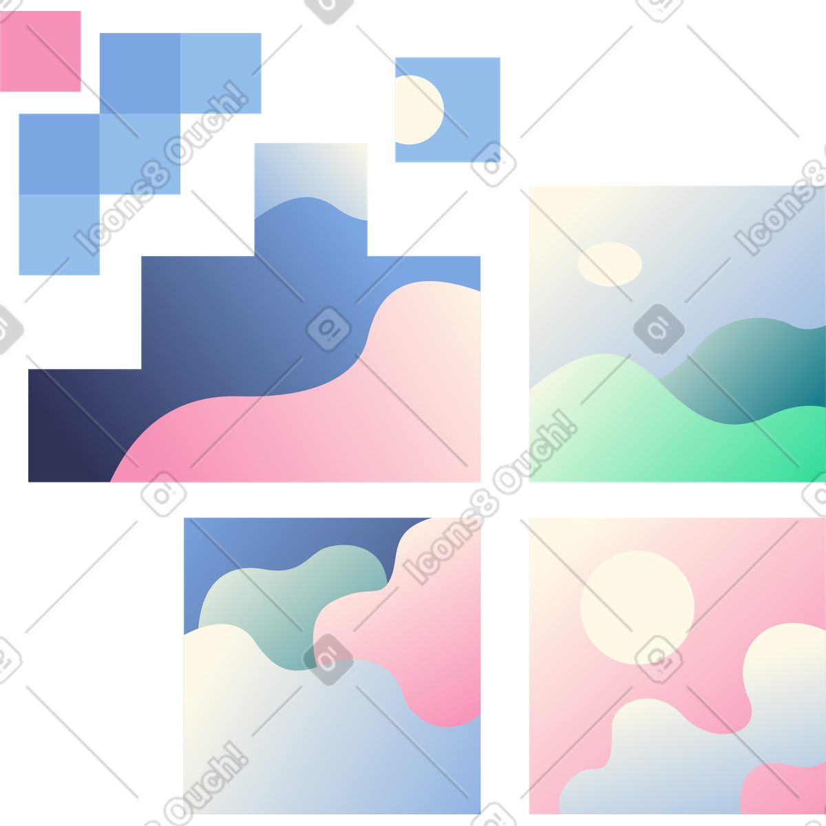 Griglia di immagini generate dall'intelligenza artificiale illustrazione in stile Beam scarica in PNG, SVG