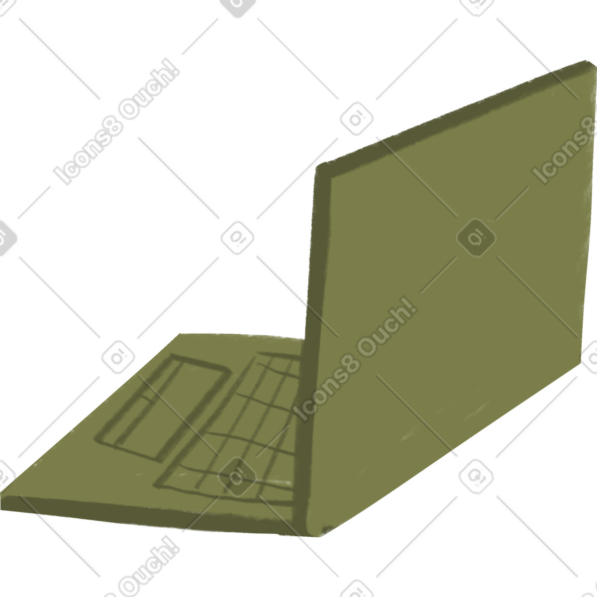 Green laptop illustration in Lumiere style download in PNG, SVG