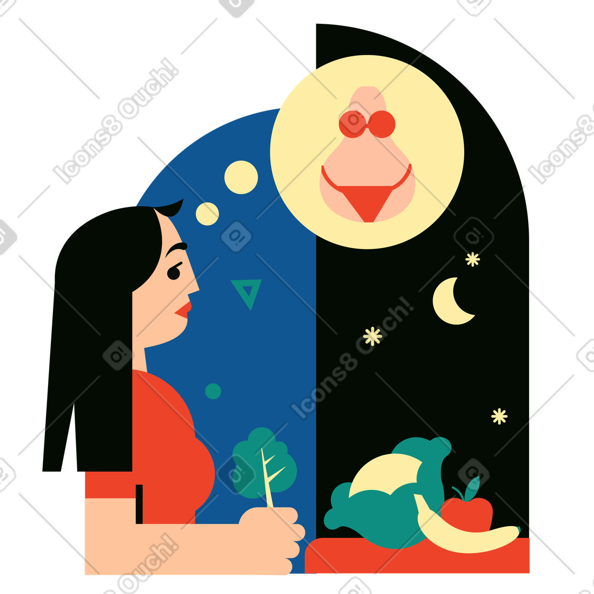 Donna a dieta per una figura snella illustrazione in stile Polar scarica in PNG, SVG