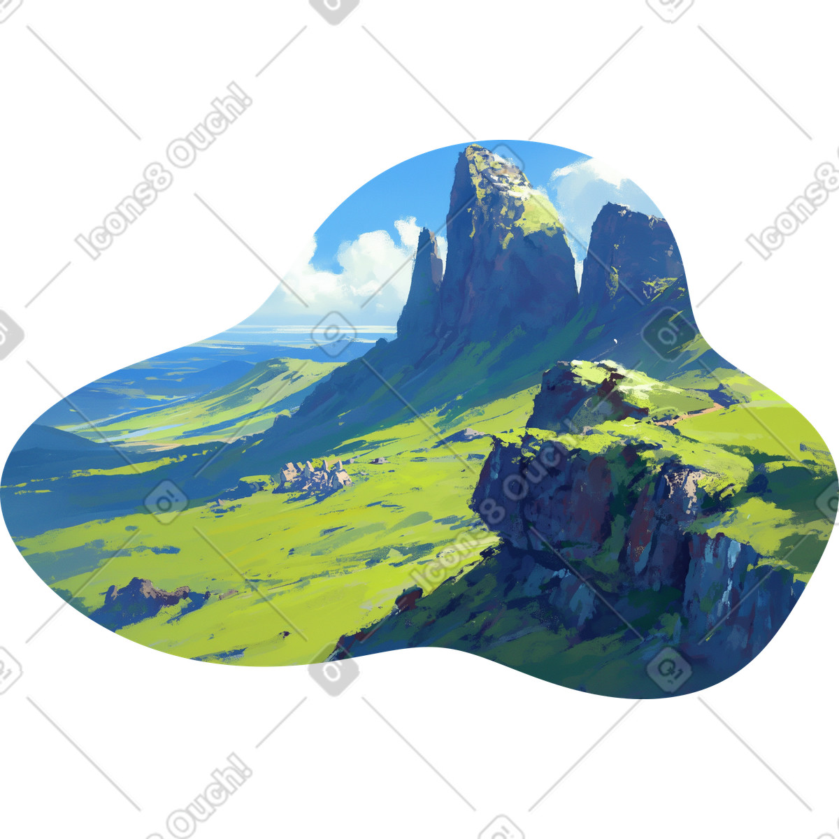 Green highland background illustration in Scenes style download in PNG, SVG