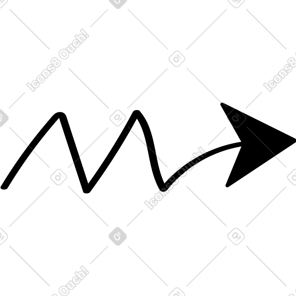 Arrow zigzag black illustration in Twirl style download in PNG, SVG