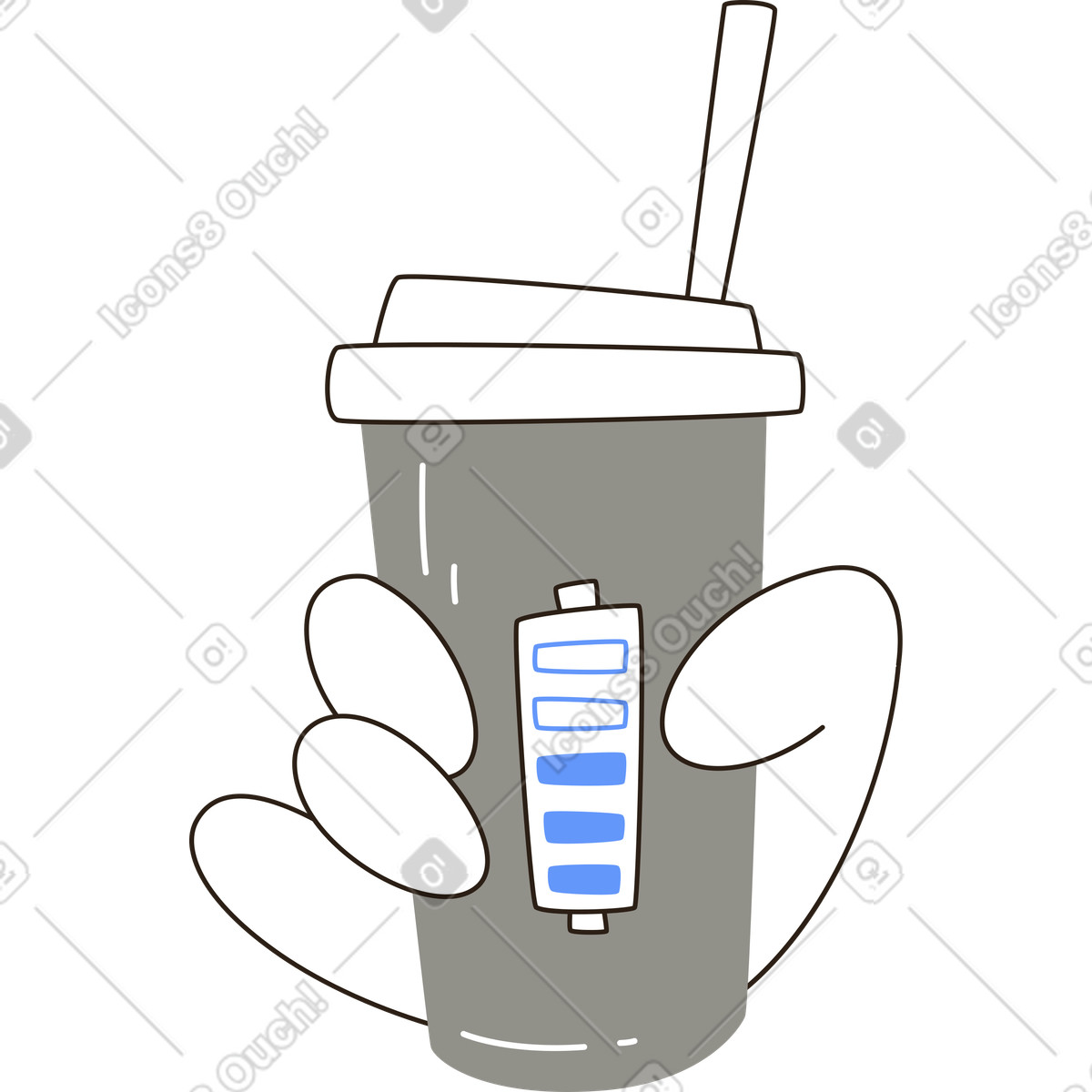 Hand mit kaffee-Illustration im Plain-Stil als Download in PNG, SVG