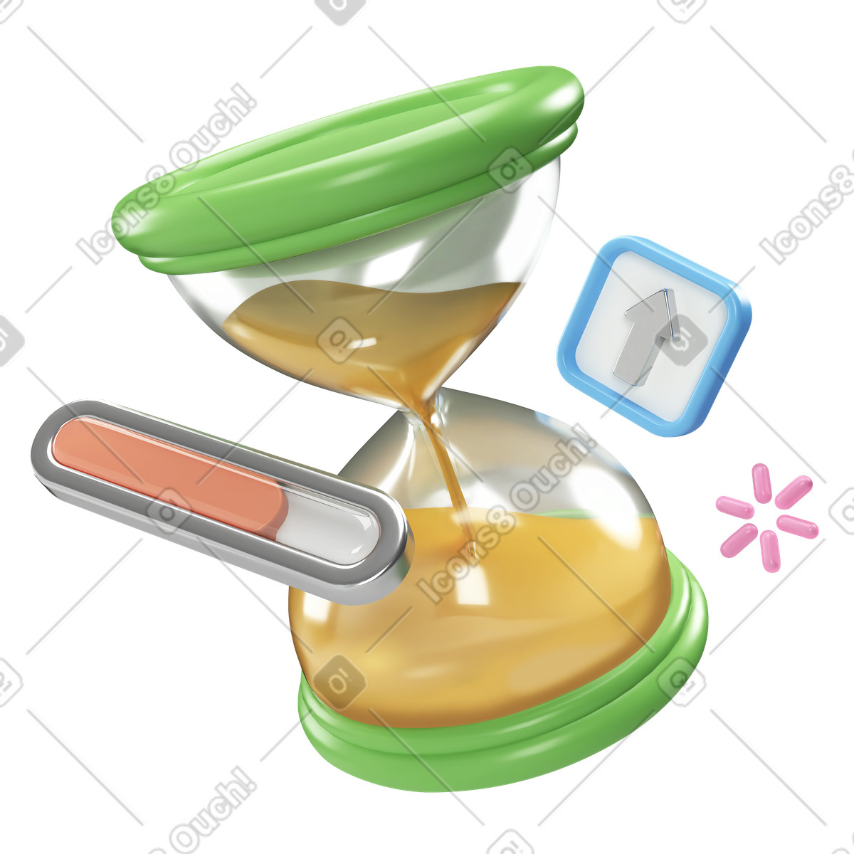 Ilustração de Ampulheta representando espera para upload dados em no estilo 3D Corporate baixar em PNG, SVG