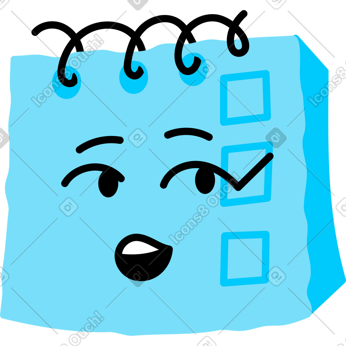 Head notebook illustration in Giggle style download in PNG, SVG
