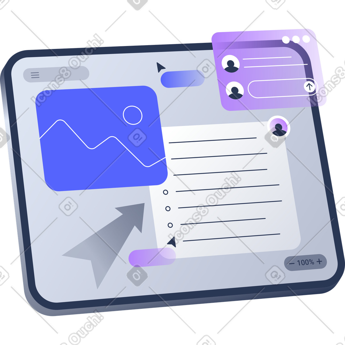 Lavagna online su tablet illustrazione in stile Lucent scarica in PNG, SVG