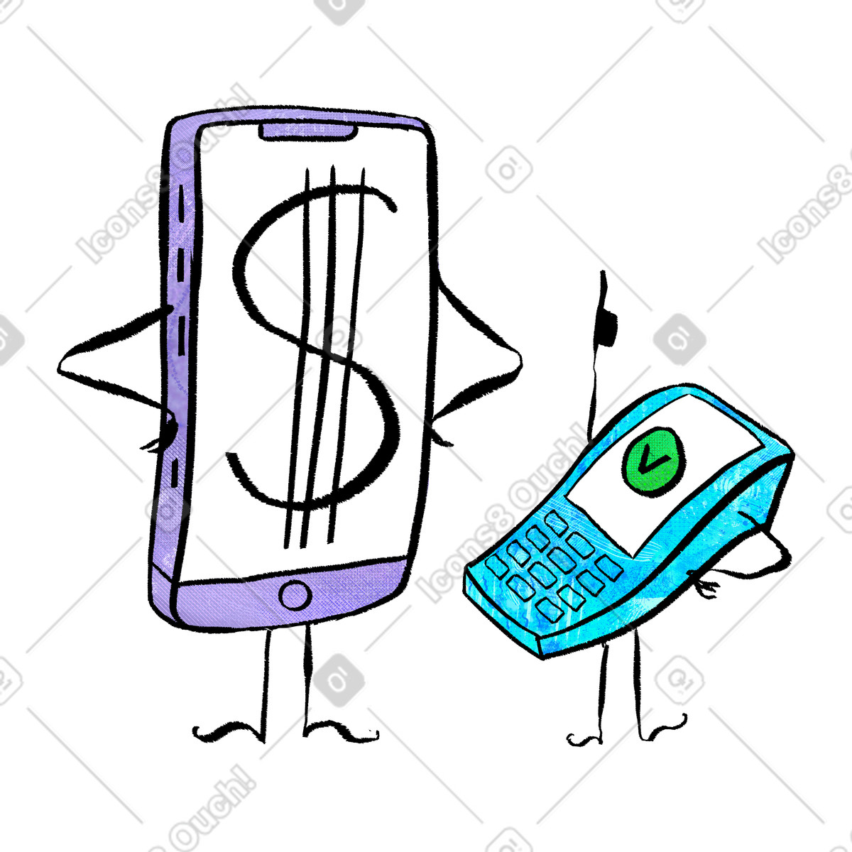 Payment by phone clipart illustration with card reader in PNG SVG GIF