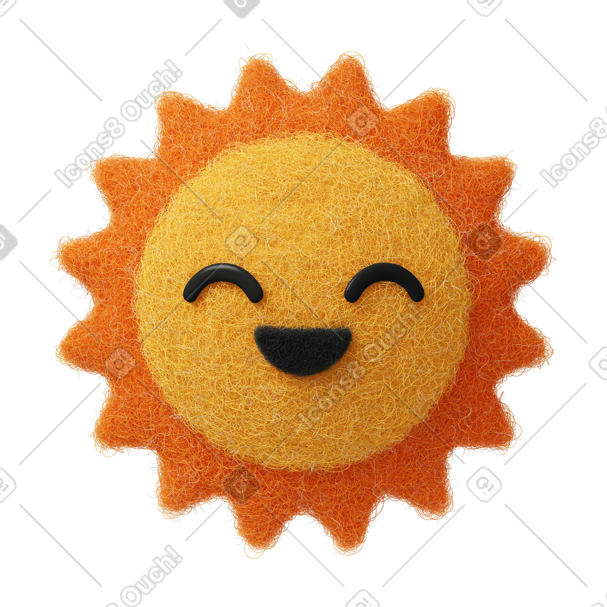 Cute happy sun illustration in Fuzzy style download in PNG, SVG
