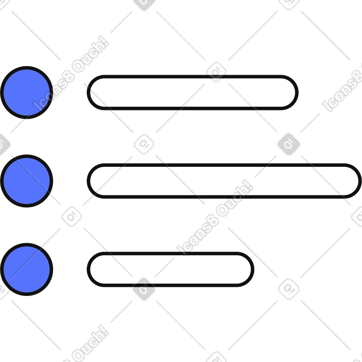 Task list layout with bullets and blank text input fields-Illustration im Main-Stil als Download in PNG, SVG