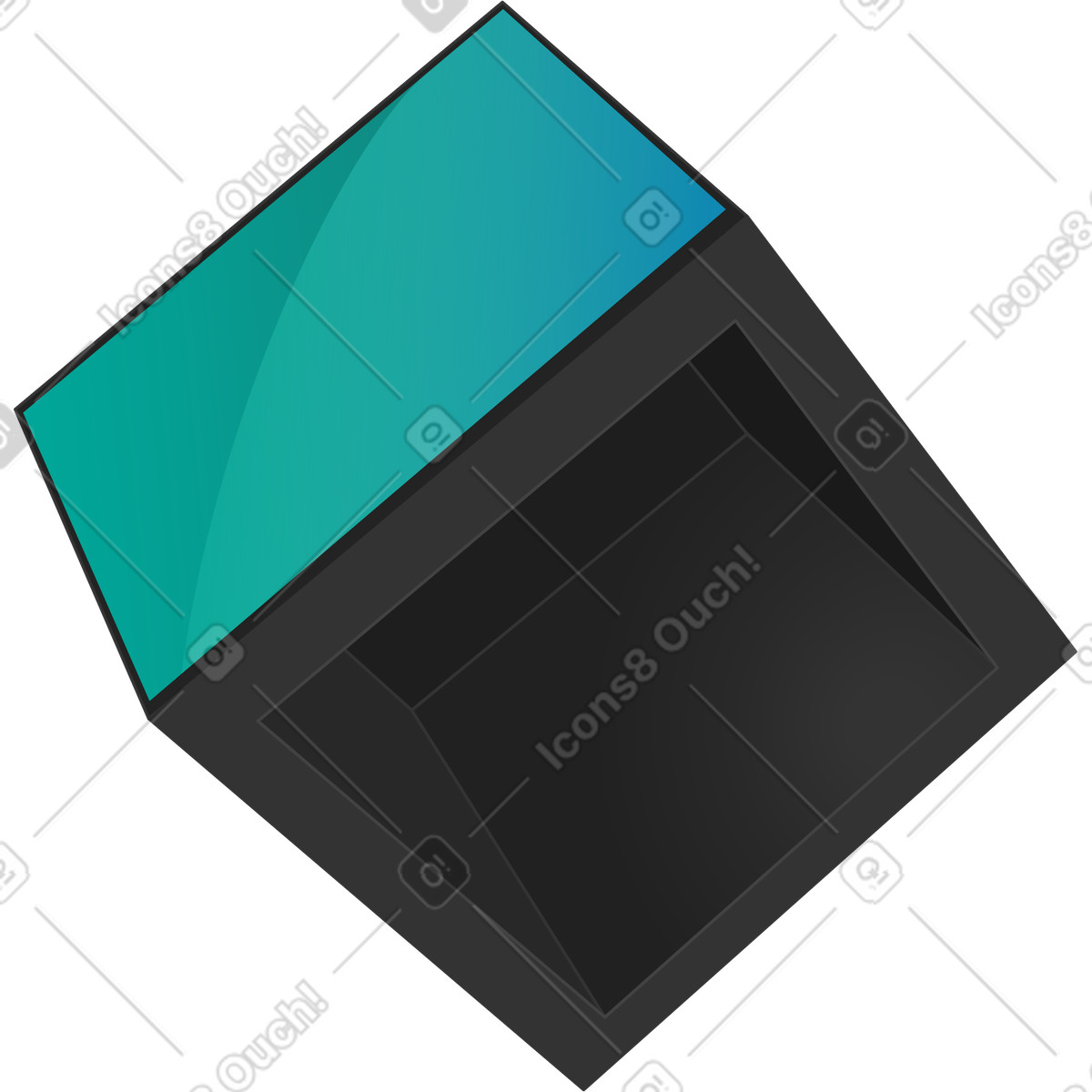 Cube with hole illustration in Kit style download in PNG, SVG