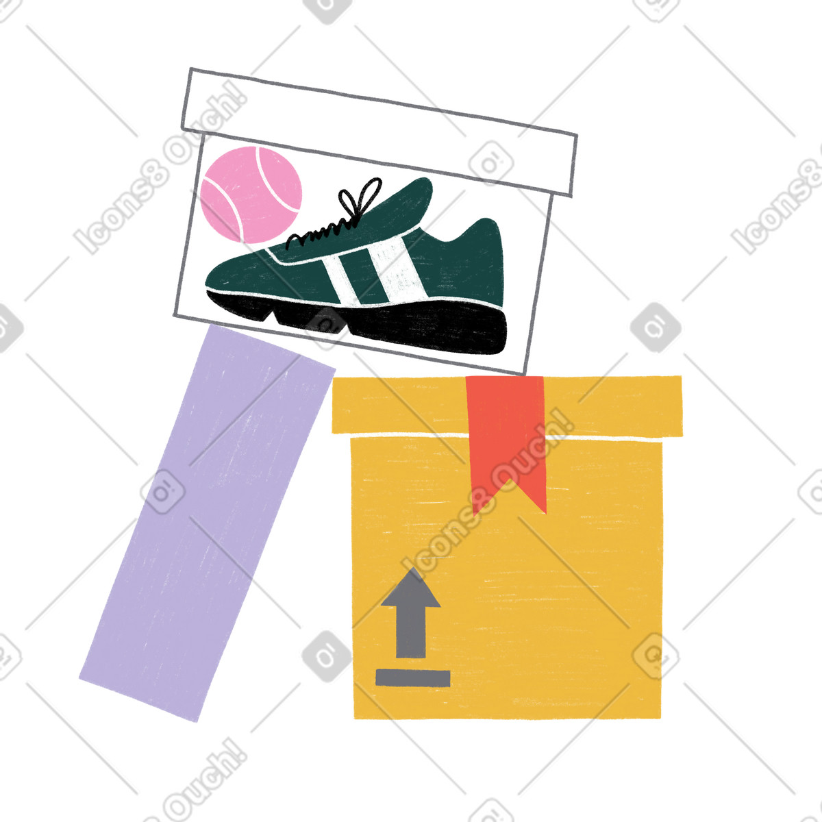 Tutti 스타일의 소포가 있는 상자 일러스트레이션 PNG, SVG 다운로드