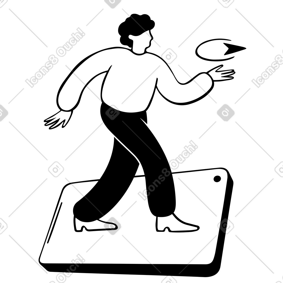 Illustration Homme utilisant une application de navigation dans le style Journal à télécharger aux formats PNG, SVG